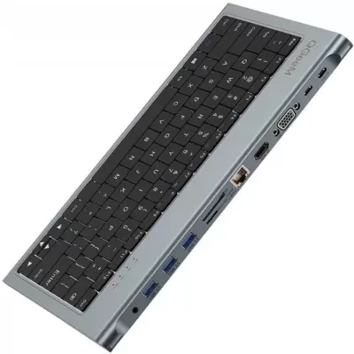 Klavyeli Çoklayıcı ve Dönüştürücü HUB (1xHDMI 4K 2xType-C 1xVGA 3xUsb 1xRJ45 1xSD 1xMicroSD 1x3.5mm)